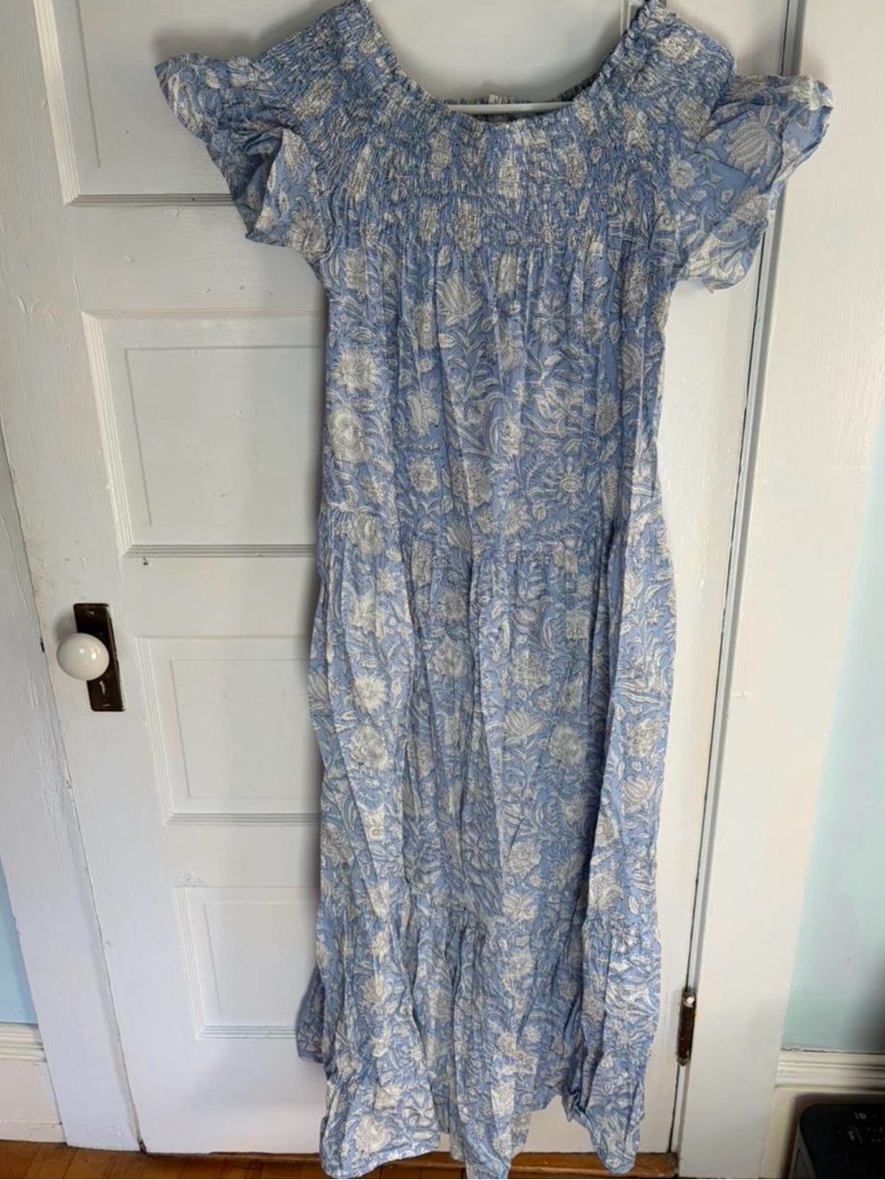 Marea by Liz Joy Light Blue Floral Smocked Maxi Dress